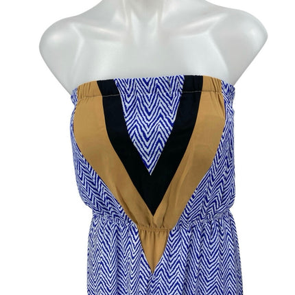 NEW THML Multicolor Chevron Strapless Sleeveless Midi Bandeau Tube Dress Size M