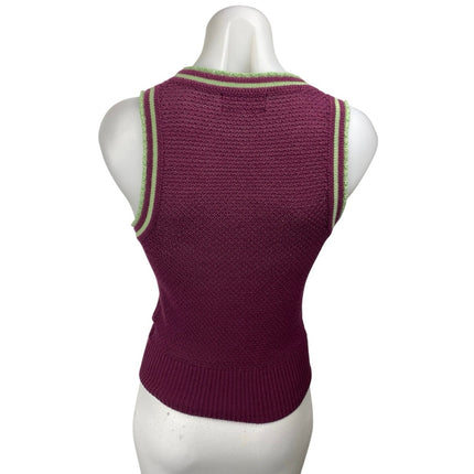 Urban Outfitters Purple Crochet  Sleeveless Plunge Neck Sweater Vest Tank Top XS