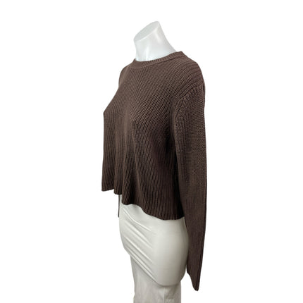 Cotton Candy LA Women's Brown Ribbed Knit Long Sleeve Crew Neck Sweater Top M