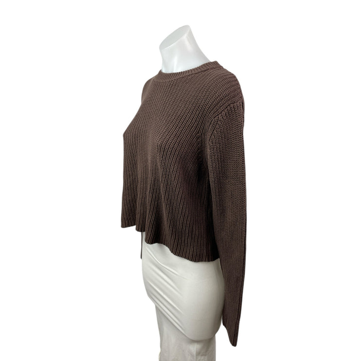 Cotton Candy LA Women's Brown Ribbed Knit Long Sleeve Crew Neck Sweater Top M