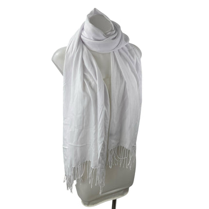 Women's White Cashmere Fringe Warmer Winter Shawl Wrap Neck Scarf One Size