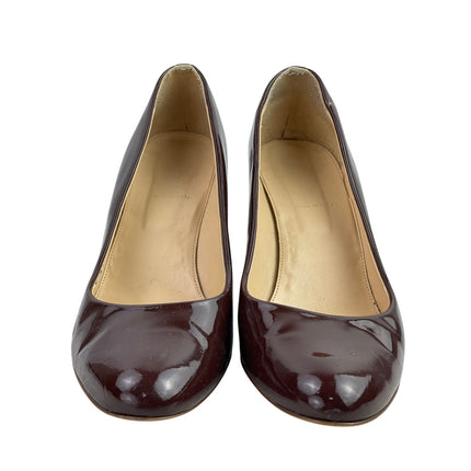 J. Crew Womens Maroon Red Patent Leather Slip On Wedge Heels Pumps Shoes Sz 12