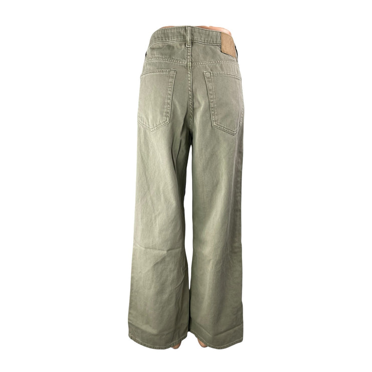 H&M Divided Women's Green High Waisted Baggy Wide Leg Denim Jeans Pants Size 8