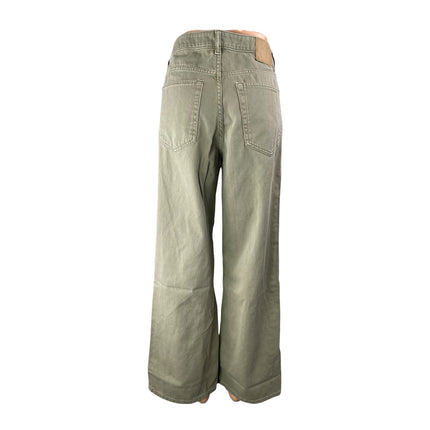 H&M Divided Women's Green High Waisted Baggy Wide Leg Denim Jeans Pants Size 8