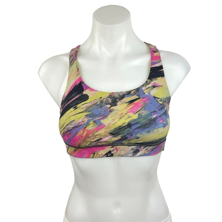 Lululemon Multicolor Scoop Neck Criss Cross Strappy Back Yoga Sports Bra Size S