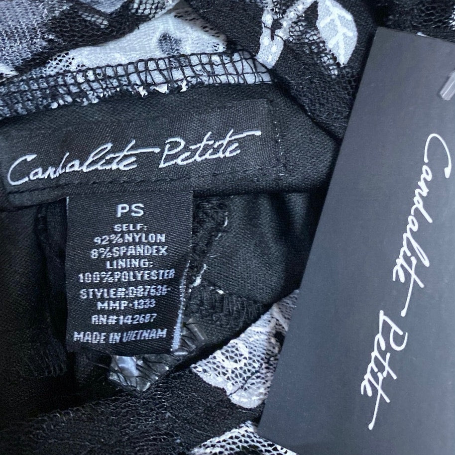 New Candalite Petite Black White Floral Lace Sleeveless Mini Fit & Flare Dress S New Candalite Petite Black White Floral Lace Sleeveless Mini Fit & Flare Dress S