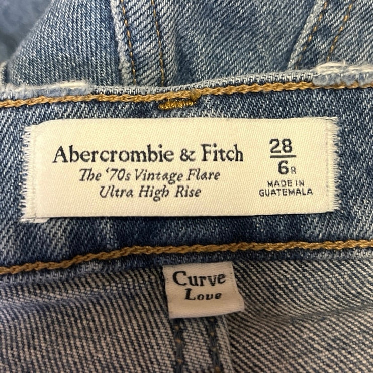 Abercrombie & Fitch Curve Love 70's Vintage Flare Ultra High Rise Denim Jeans 28