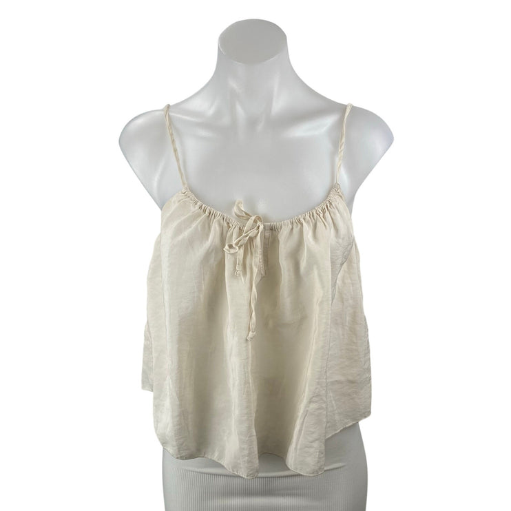 J.Crew Women's Cream Sleeveless Tie Scoop Cami Camisole Cropped Tank Top Size M