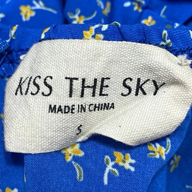 Urban Outfitters Kiss the Sky Blue Floral Cutout Balloon Sleeve Mini Dress Sz S