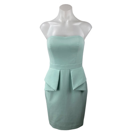 Aidan Women's Mint Green Strapless Bandeau Knee Length Zip Peplum Dress Size 0