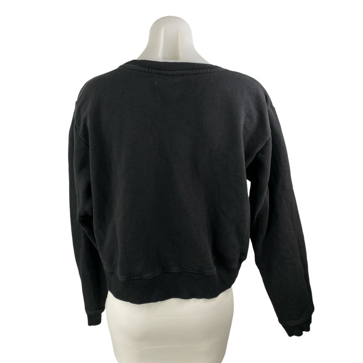 Realisation Women's Black Logo Long Sleeve Fleece Sweater Sweatshirt Top Size S