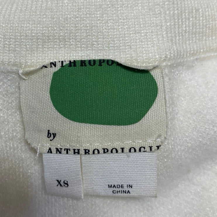 Anthropologie Cream Sleeveless Deep V Neck Pocket Knit Tank Blouse Top Size XS