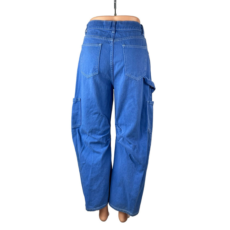 Lioness Miami Vice Women's High Rise Baggy Wide Leg Cargo Denim Jeans Pants Sz M