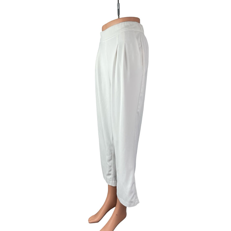 Rachel Zoe Women's White Pleated High Rise Palazzo Wide Leg Trousers Pants Sz 4