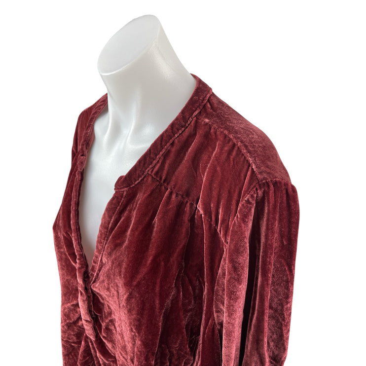 Torrid Harper Women Red Velvet Velour V Neck Long Sleeve Shirt Blouse Top Sz 3X