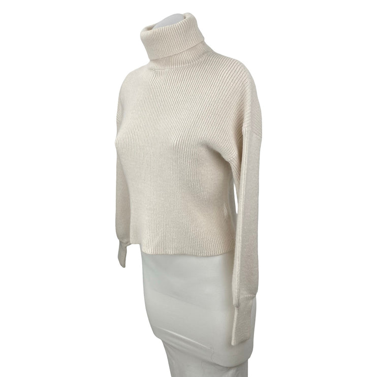 Urban Outfitters Beige Cream Ribbed Knit Turtleneck Long Sleeve Sweater Top XS