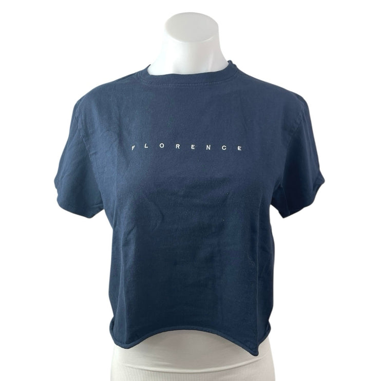 Brandy Melville J Galt Navy Blue Florence Short Sleeve Crop T Shirt Tee Top Sz S