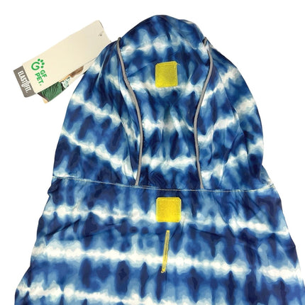 GF Pet NWT Reversible Elasto-Fit Yellow & Blue Tie Dye Print Dog Raincoat Sz XL