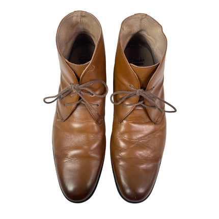 Clarks Men's Cognac Brown Leather Lace Up Ankle Chukka Boots Shoes Size 10.5