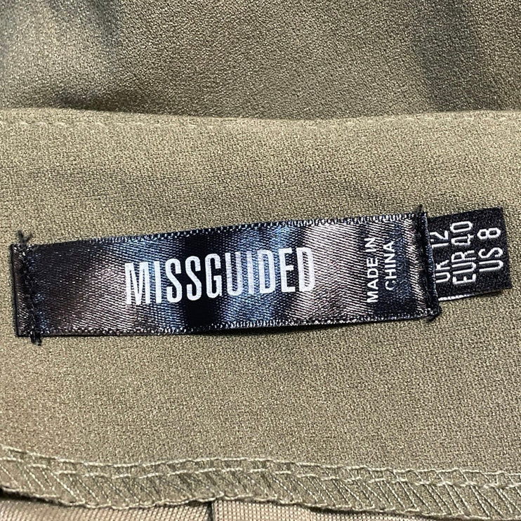 Missguided Women's Olive Green Lace Up Grommets Mini Pencil Coset Skirt Size 8