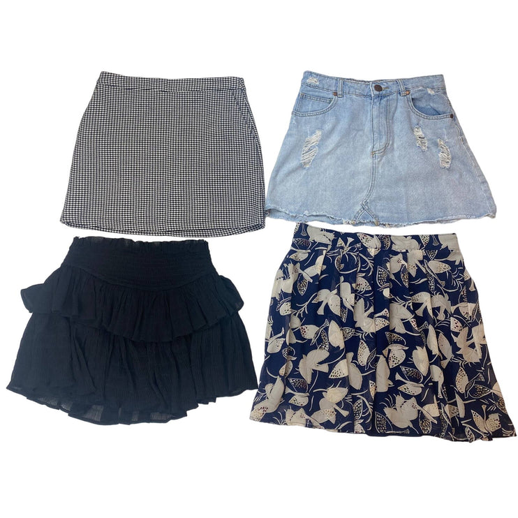 Old Navy Cotton On Women Multi Denim Ruffle Mini Skirt 4Pc Lot Set Size M/S/6/26