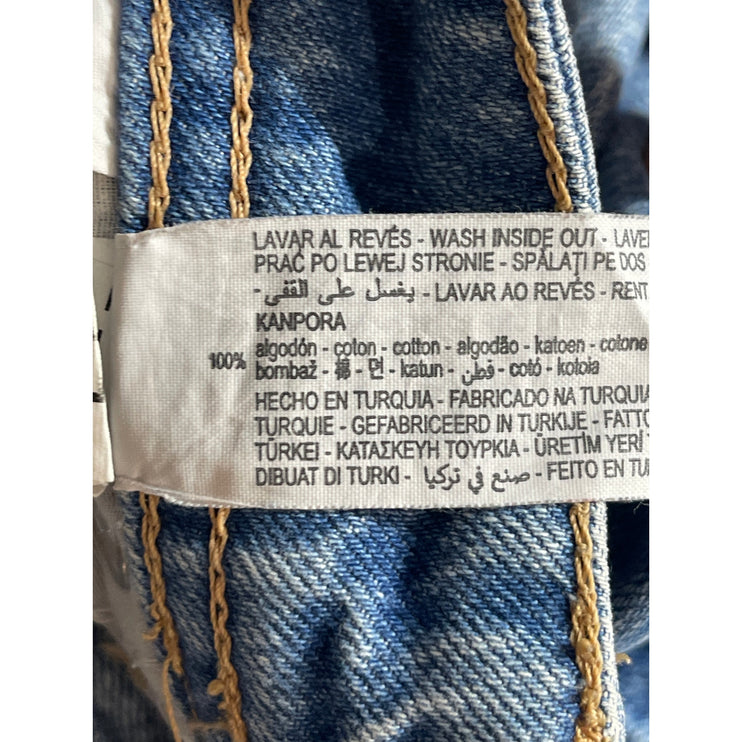 Zara Women's Blue High Waisted Raw Hem Skinny Straight Leg Denim Jeans Pants 6
