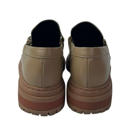 Anthropologie Women's Brown Lug Sole Gold Chain Chunky Platform Loafers Shoes 6