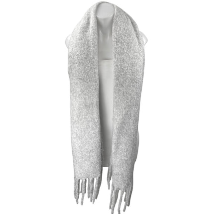 American Eagle Light Gray Fleece Fringe Hem Neck Shawl Wrap Scarf One Size