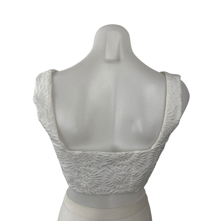 Princess Polly Women's White Corset Bustier Textured Sleeveless Cami Crop Top 6