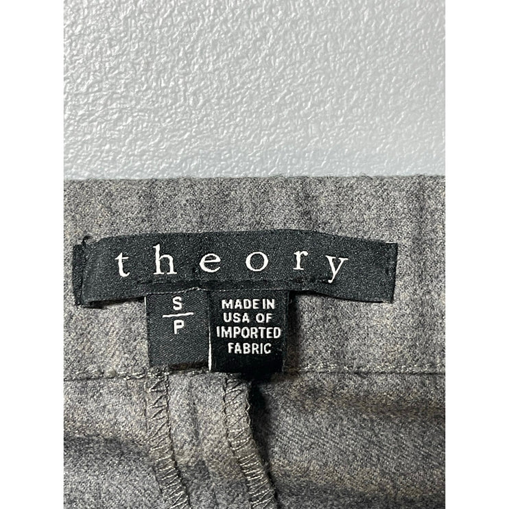 Theory Women's Gray Wool High Elastic Waist Straight Pull On Trousers Pants S/P