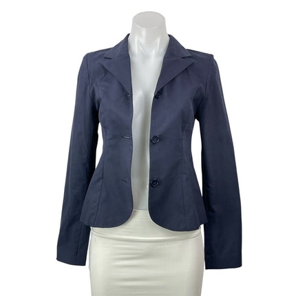 ALFIE Dark Blue Long Sleeves Peplum Hem Single Breasted Blazer Coat Jacket Sz XS