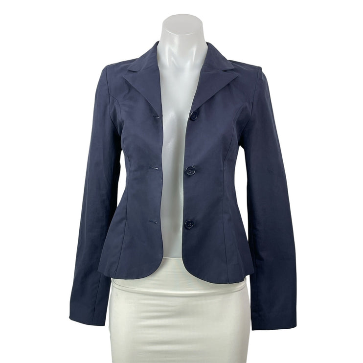 ALFIE Dark Blue Long Sleeves Peplum Hem Single Breasted Blazer Coat Jacket Sz XS