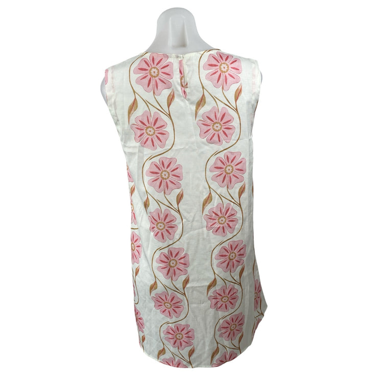 NEW Commense Aftersun Bloom Pink Floral Sleeveless Tunic Mini Tank Shirt Dress M