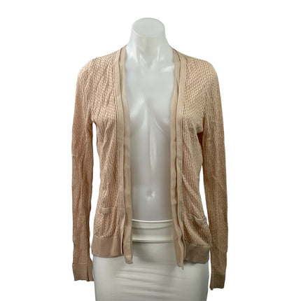 Ann Taylor Women's Peach Coral Long Sleeve Knit Open Cardigan Sweater Top Size S