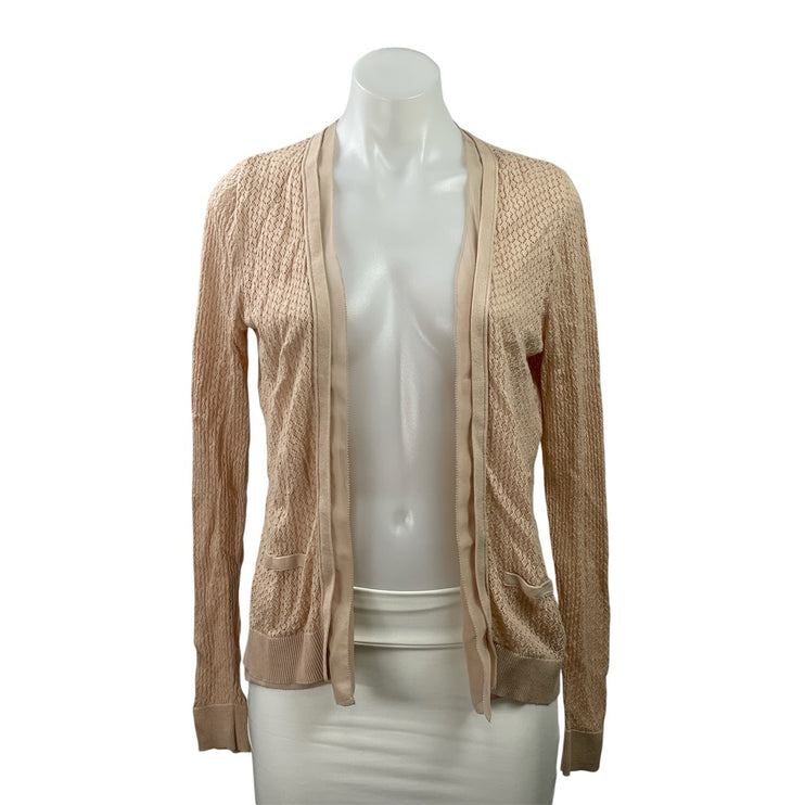 Ann Taylor Women's Peach Coral Long Sleeve Knit Open Cardigan Sweater Top Size S