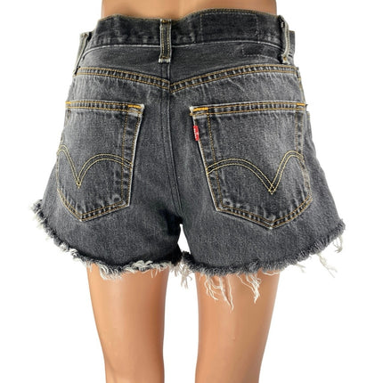 Levi's 501 Women's Black Button Fly High Waisted Cut Off Denim Jean Shorts Sz 38