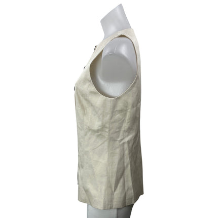 NEW Madewell Ivory White Sleeveless Crewneck Cutaway Drapey Twill Vest Top Sz 2