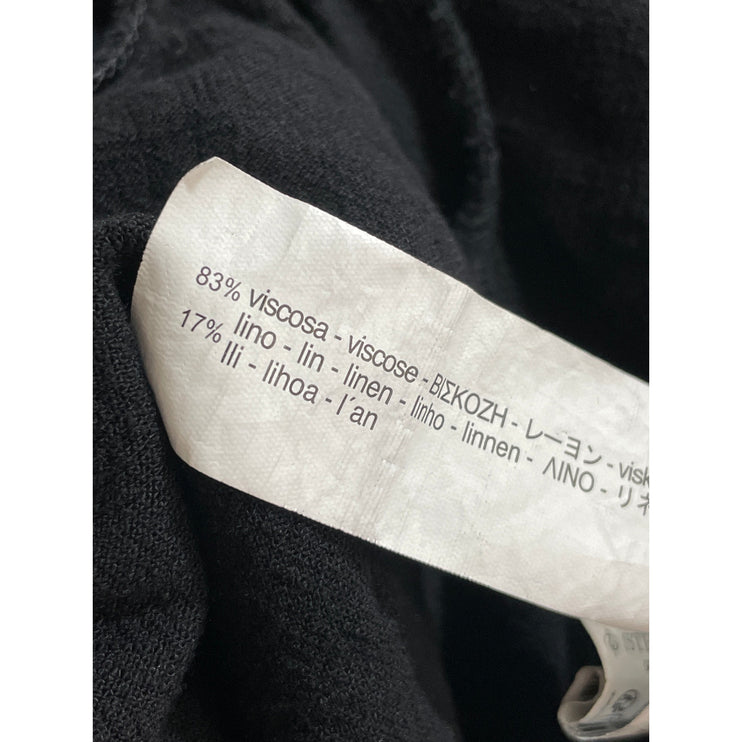 Stradivarius Womens Black Linen High Rise Pocket Wide Leg Trousers Pants Size XL