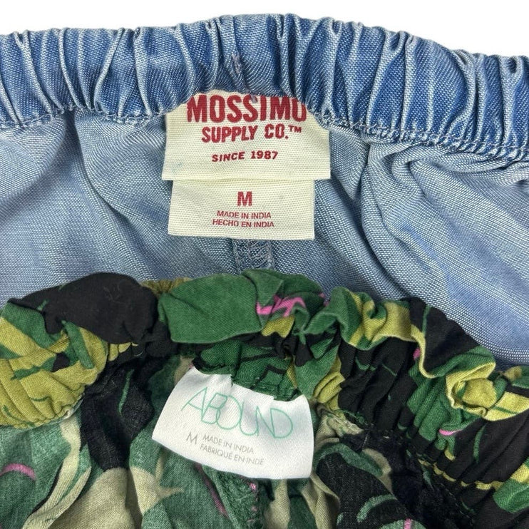 Mossimo A Bound Elastic Floral Print Denim Relaxed Pockets 2Pc Lot Set Shorts M