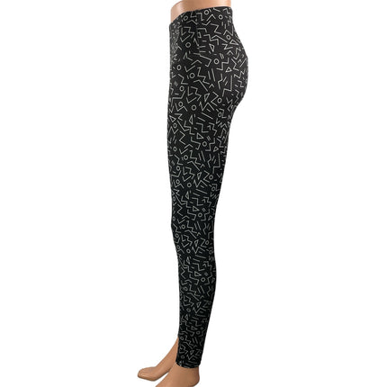 Vika Women's Black Geometric High Rise Gym Yoga Athletic Leggings Pants Size S