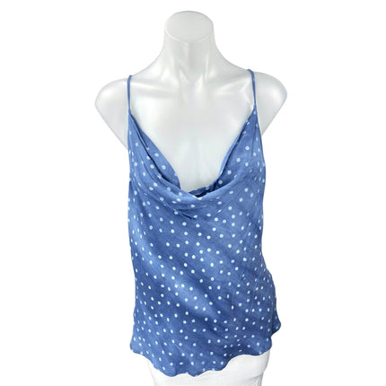 Style Rack Women's Blue Polka Dot Sleeveless Cowl Neck Cami Camisole Tank Top L