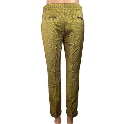 ETRO Green Pink Polka Dots Mid Rise Straight Skinny Trousers Dress Pants Size XS