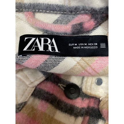 Zara Women's Multicolor Plaid Fleece Long Sleeve Button Down Shirt Jacket Sz M
