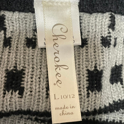 Cherokee Women Black Fair Isle Knit Rib Trim High Waist Pencil Mini Skirt Size L