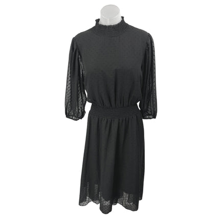 slim fit dress slacks Nanette Lepore Black Half Sleeve Swiss Dot Mock Neck Fit & Flare Maxi – Brie