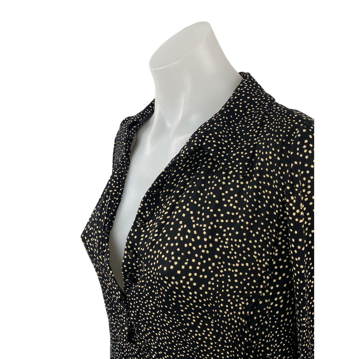 & Other Stories Black White Dotted Polka Dots Long Sleeve A Line Mini Dress Sz 8