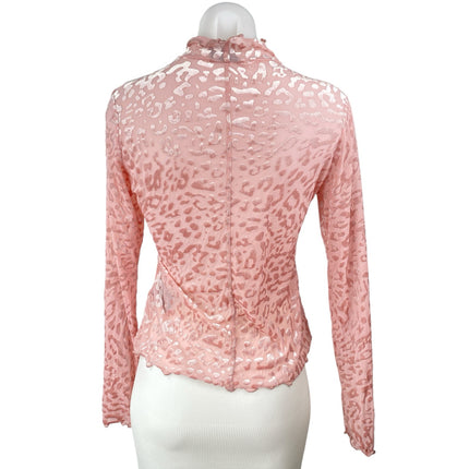 Urban Outfitters Out From Under Pink Leopard Jacquard Mock Long Sleeve Top Sz L