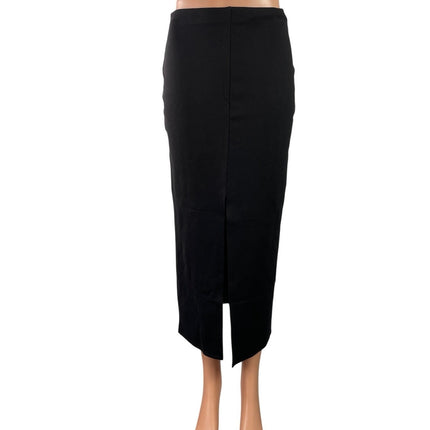 MNG Mango Black High Waisted Front Slit Midi Maxi Straight Pencil Skirt Size S