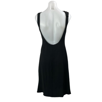 Elie Tahari Black Sleeveless Draped Open Back Cocktail Midi Sheath Dress Size M