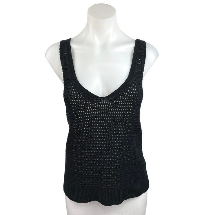 Banana Republic Black Crochet Knit Eyelet Scoop Neck Beach Cover Up Tank Size M